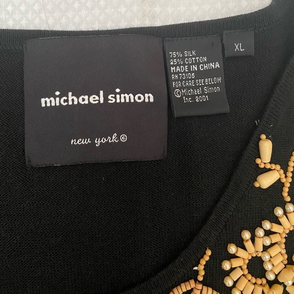 Michael Simion womens tank top silk cotton sequins, beads, XL - Picture 6 of 16